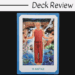 A tarot card labeled 11 Justice from the Gaian Tarot features a bald person in red clothes standing with arms open, surrounded by various animals, nature scenes, and water, with Deck Review written above.