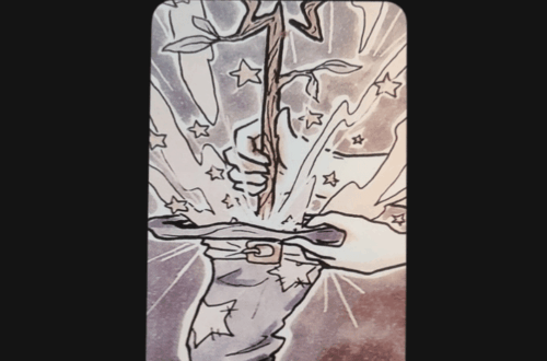 A card from The Ink Witch Tarot featuring a hat and stars.