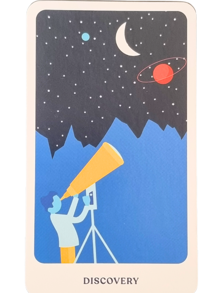 A playing card from The Story Oracle features a red open padlock on a blue background. The words SECRET REVEALED are printed at the bottom.