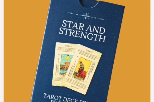 A deck of cards on a blue box.